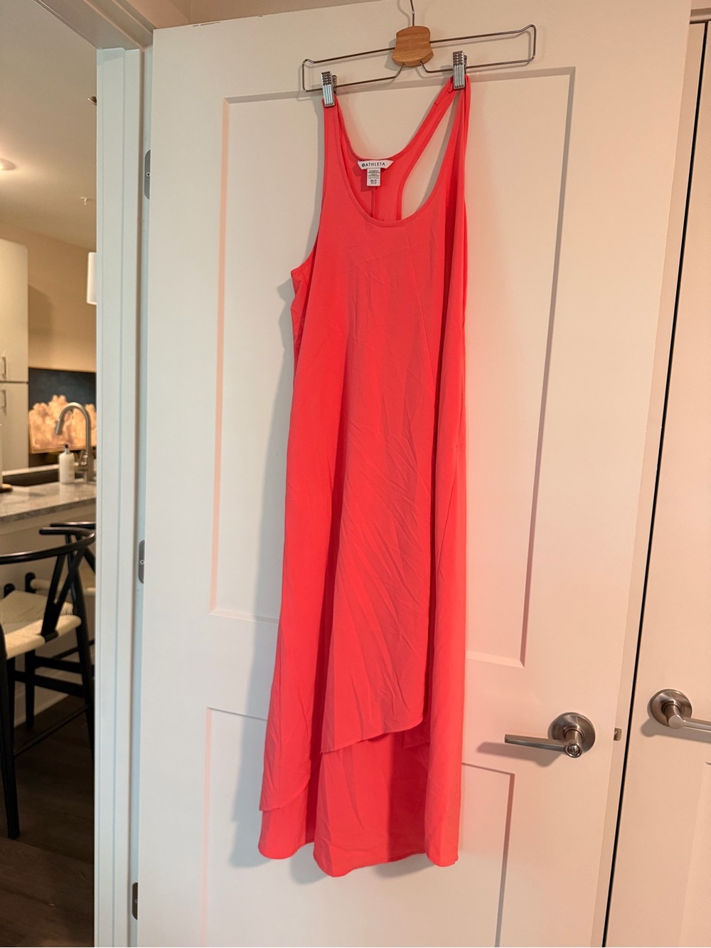 Athleta Coral-Red Racerback High-Low Maxi Dress